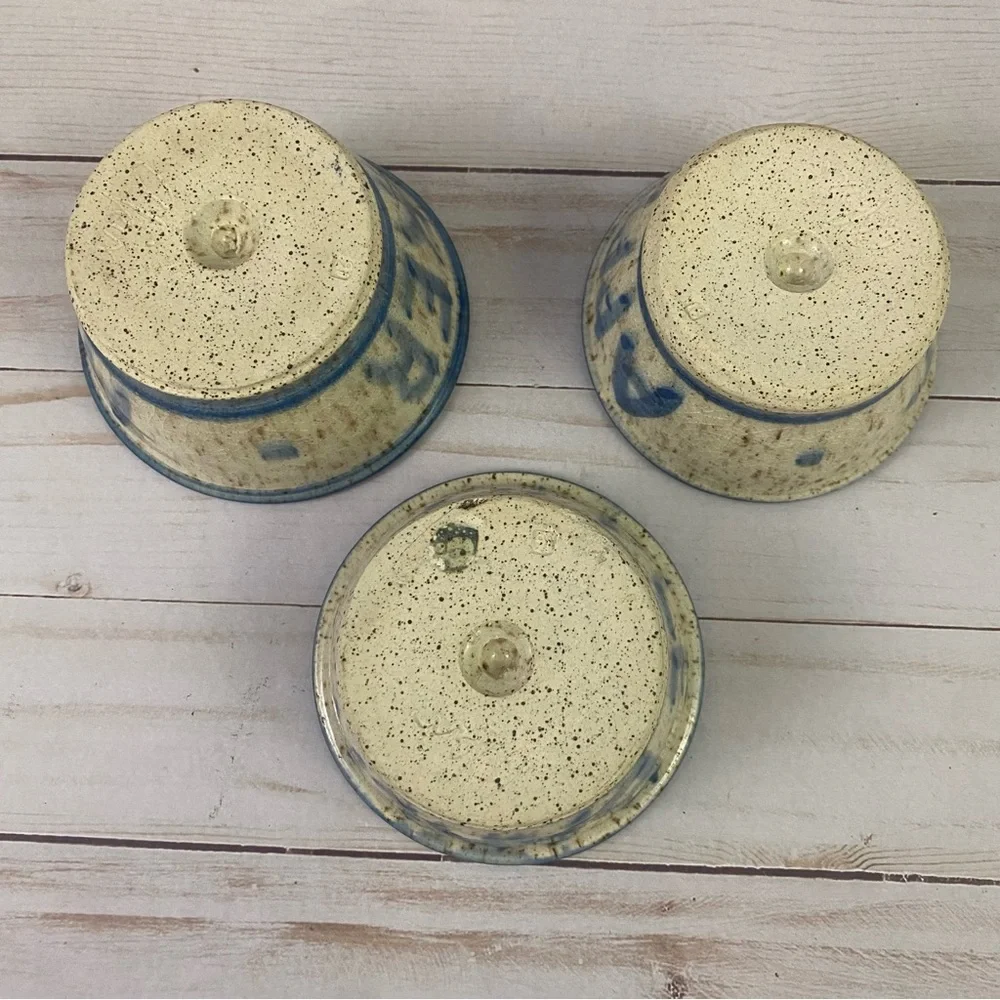 Apple Baker Studio Art Pottery 3 pc Lot Signed Speckled